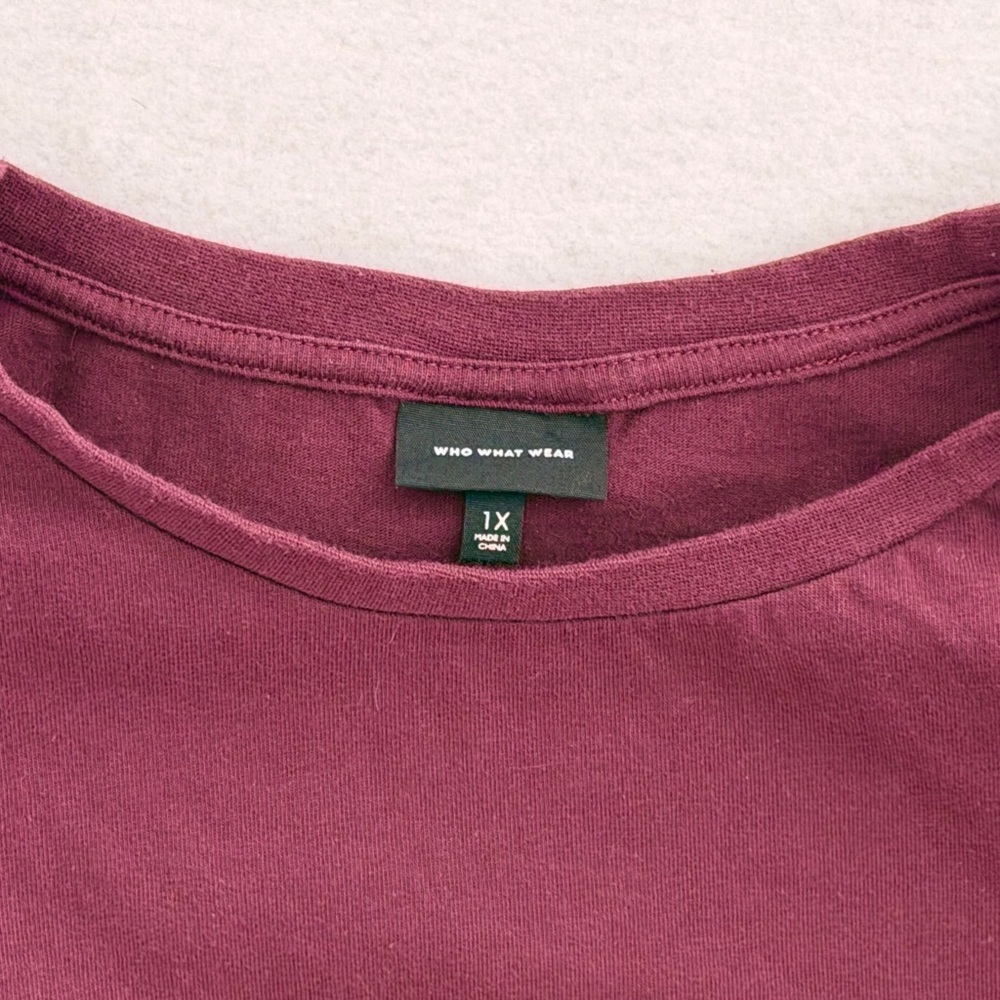 Who What Wear Burgundy Ruffled Long Sleeve Top- Size 1X - Picture 5 of 5
